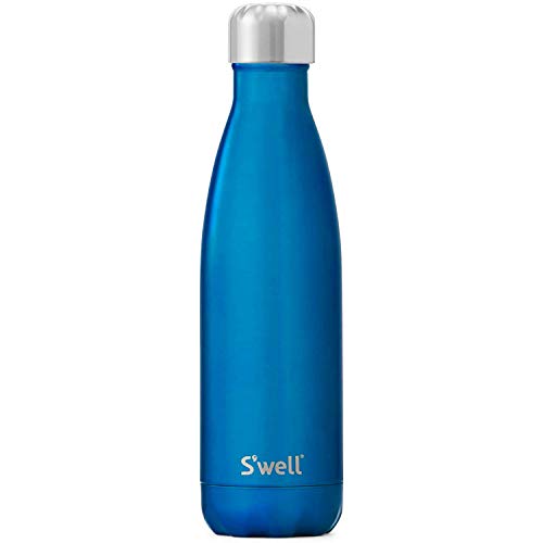 S'well Stainless Steel Water Bottle - 17 Fl Oz - Ocean Blue - Triple-Layered Vacuum-Insulated Containers Keeps Drinks Cold for 36 Hours and Hot for 18 - BPA-Free - Perfect for the Go
