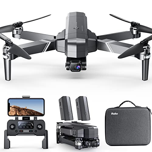 Ruko F11GIM2 Drone with 4K HD Camera for Adults, 9800ft Video Transmission, 3-Axis Gimbal (2-Axis + EIS Anti-shake）Quadcopter with 2 Batteries, Brushless Motor Level 6 Wind Resistance GPS Drone