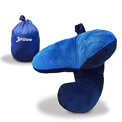 J-Pillow Chin Supporting Travel Pillow British Invention of The Year Winner Supports Your Head, Neck & Chin (Blue)