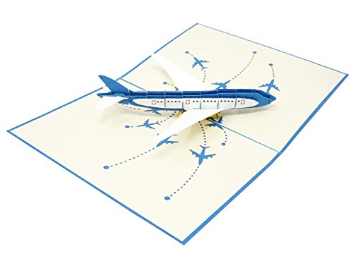 Airplane - WOW 3D Pop Up Card for All Occasions - Birthday, Congratulations, Good Luck, Anniversary, Get Well, Love, Good Bye - Amazing Gifts For Family, Friends, Lovers - Fold Flat, Envelope