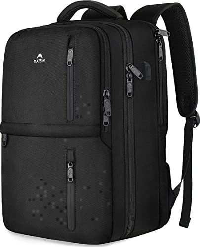 MATEIN Travel Backpack, 40L Flight Approved Carry on Hand Luggage, Water Resistant Anti-Theft Business Large Daypack Weekender Bag for 17 Inch Laptop, Black