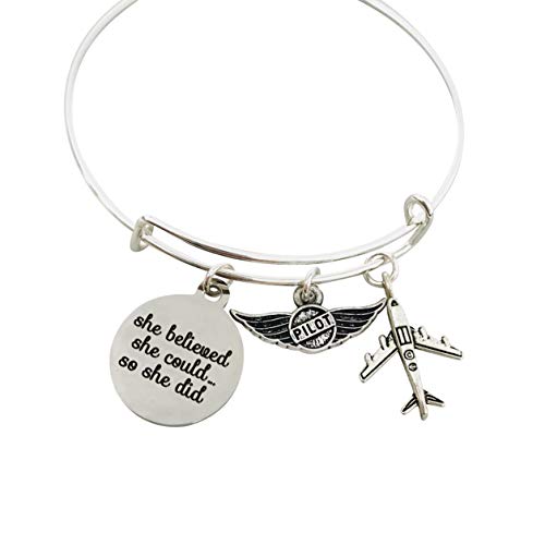 Pilot Gifts for Women Jewelry Bracelet, She believed she could so she did