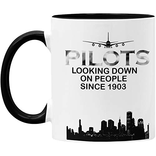 Unique Airplane Pilot Mug - Aviation Gift - Two Tone 11oz - Pilot Gifts - Pilot Decor - Black/White - Microwave and Dishwasher Safe - By GTR SOURCE corp.