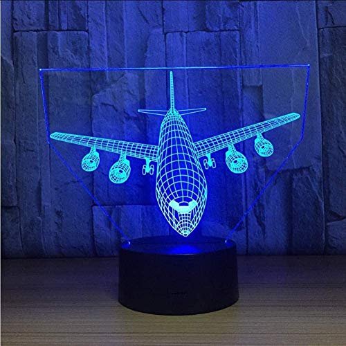 YKLWORLD Airplane Night Light 3D Illusion Lamp 16 Color Changing USB Charging/Battery Powered Touch Control with Remote LED Table Desk Decor Lamps Christmas Birthday Gift for Kid Boy Pilot Plane Lover