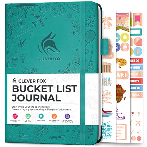 Clever Fox Bucket List Journal – Inspiring Bucket List & Travel Book for Memories & Adventures – Motivational Bucket List Notebook for Personal Use & Couples – A5, 5.8x8.3″, Hardcover (Turquoise)