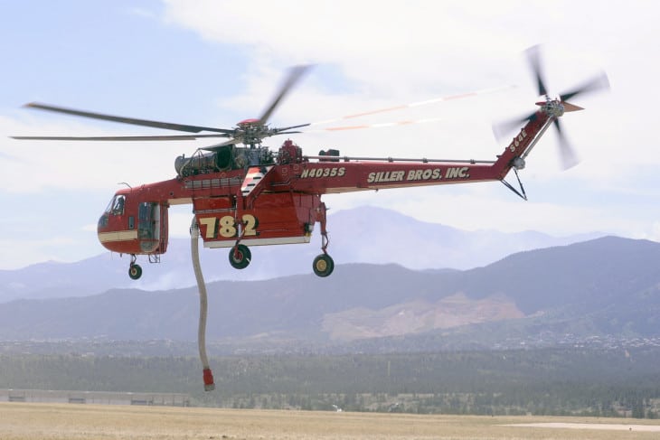 A Siller Brothers firefighting helicopter Sikorsky S 64B.