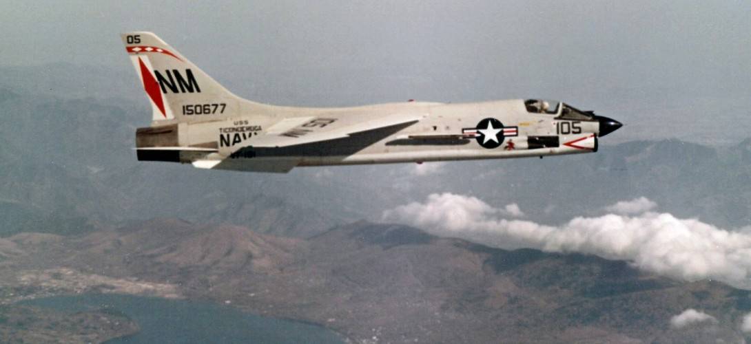A U.S. Navy Vought F 8E Crusader of Fighter Squadron VF 191 in flight.