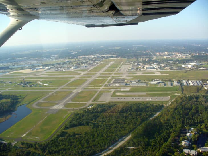 Aerial view of runway 7R Daytona Beach International Airport