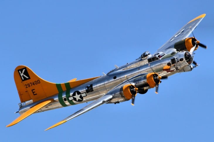 Boeing B 17 Flying Fortress B 17 at Chino Airshow 2014.
