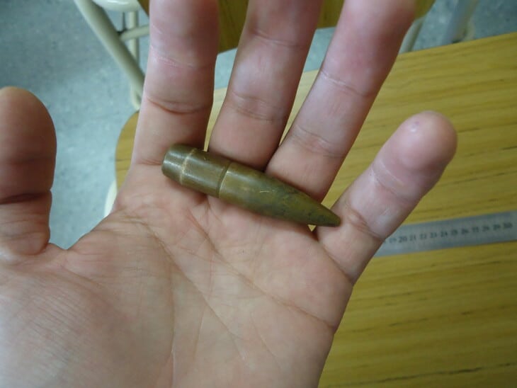 English: Bullet of the american cartridge TW 43 (armor-piercing), caliber .50 BMG / 12.70x99 mm
