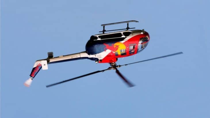 Red Bull Helicopter Flying Upside Down