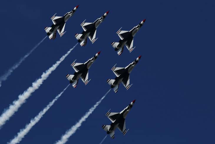The Thunderbirds in there Delta formation